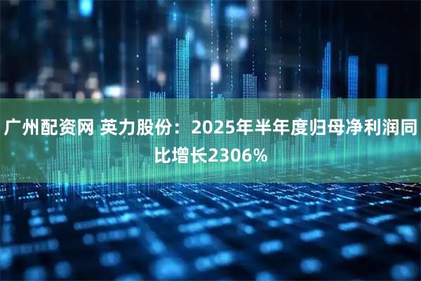 广州配资网 英力股份：2025年半年度归母净利润同比增长2306%